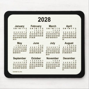 Mousepad Sepia 2028 no calendário preto por Janz Dois Tom