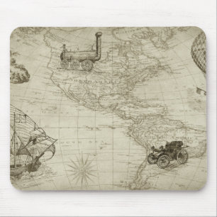 Mousepad Sépia Antiga Vintage Antiquado Estados Unidos Mapa