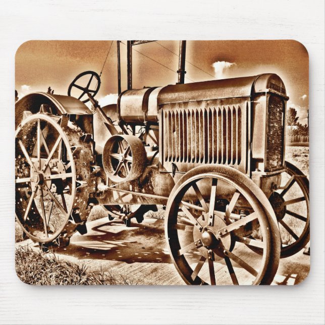 Mousepad Sepia antigo do clássico do equipamento agrícola (Frente)