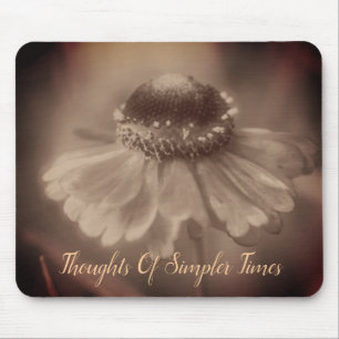 Mousepad Sepia Zinnia Flor Tempos Mais Simples Inspiração