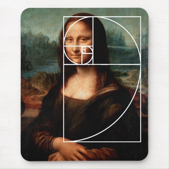 Mousepad Sequência Fibonacci Leonardo da Vinci Mona Lisa (Frente)