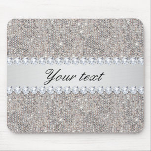 Mousepad Sequins e diamantes de prata do falso