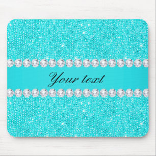 Mousepad Sequins e diamantes personalizados de turquesa