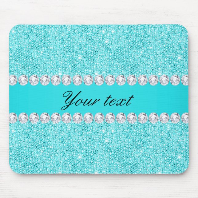 Mousepad Sequins e diamantes personalizados de turquesa (Frente)