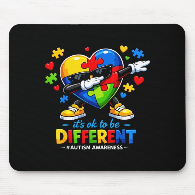 Mousepad Ser diferente dabbing conscientização do autismo m (Frente)