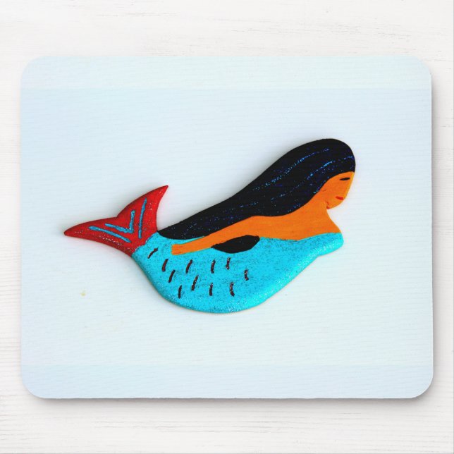 Mousepad sereia azul de natação (Frente)