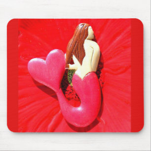 Mousepad sereia coração-atada vermelho
