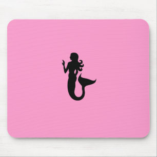 Mousepad Sereia de Glow_Black-on-Pink do oceano