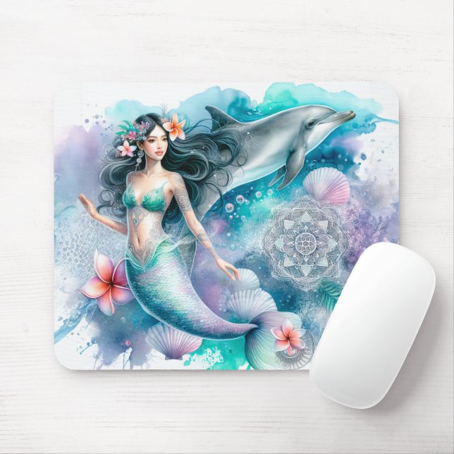 Mousepad Sereia de Linda Aquarela (Com mouse)