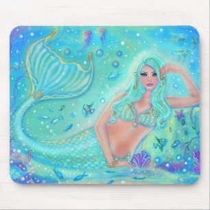 Mousepad Sereia Eira com peixes tropicais por Renee Lavoie