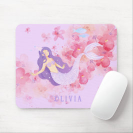 Mousepad Sereia Gira Rosa Debaixo do mar para meninas