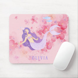 Mousepad Sereia Gira Rosa Debaixo do mar para meninas