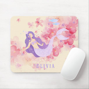 Mousepad Sereia Gira Rosa Debaixo do mar para meninas