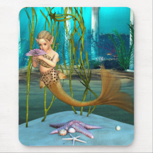 Mousepad Sereia Jovem Fantasia Subaquática para Crianças