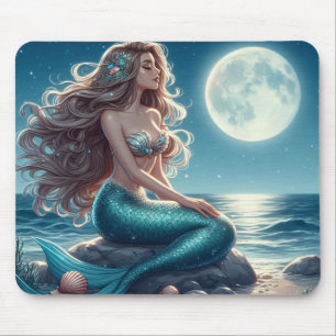 Mousepad Sereia na praia à noite