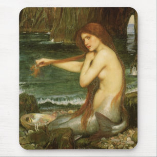 Mousepad Sereia pelo Waterhouse de JW, arte da mitologia do