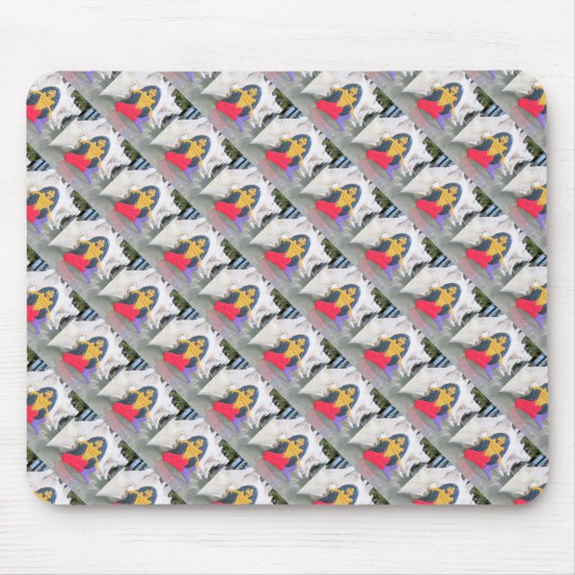 Mousepad sereias cabeleireiras pretas longas sentadas na bo (Frente)