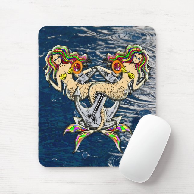 Mousepad Sereias Ligadas - Design náutico para Pavimentos d (Com mouse)