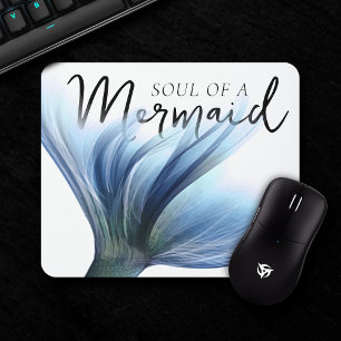 Mousepad #SereiaVida Sólida de uma Sereia Azul aspas