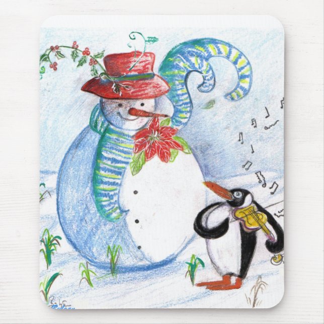 MOUSEPAD SERENADE DE INVERNO DE SNOWMAN E PENGUIN (Frente)