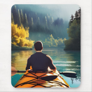 Mousepad Serene Kayaking Scene   Homem em Kayak nas montanh