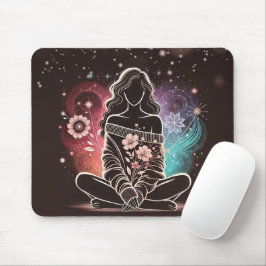 Mousepad Serene Mulher em Sonho Físico Cósmico