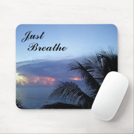 Mousepad Serene Palm Árvore Ocean Sunrise Apenas Respire