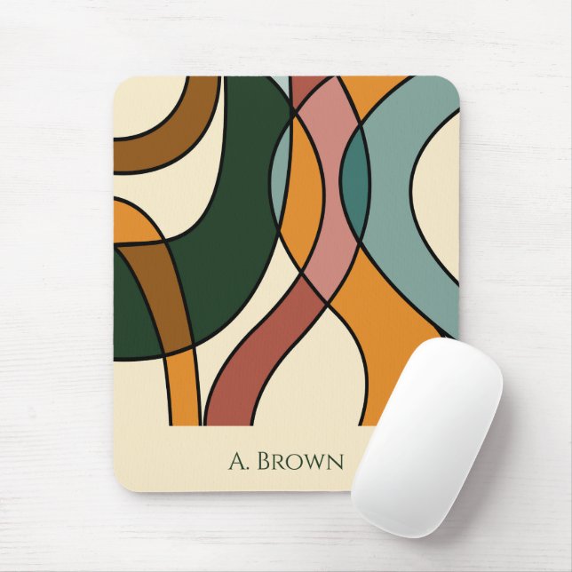 Mousepad Serene Savanna Gentle Abstract Earthy Monogram  (Com mouse)