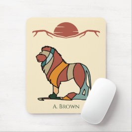 Mousepad Serene Savanna Kind Lion Abstract Monogram