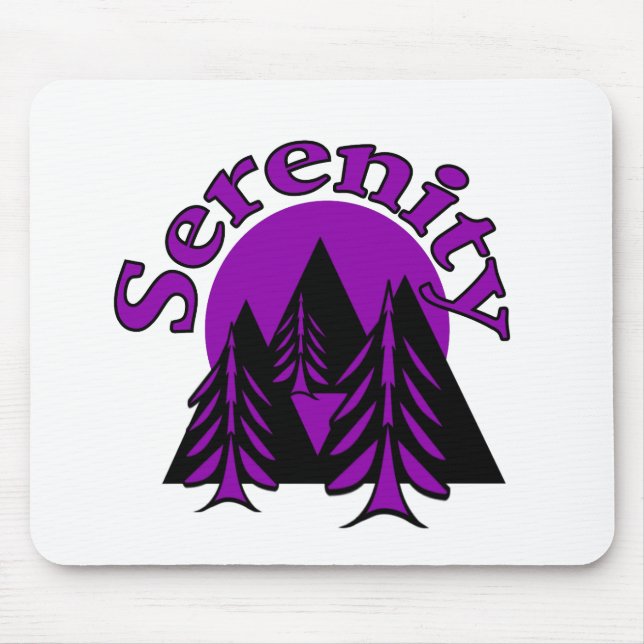 Mousepad Serenidade Citação Moderna Roxo Roxo Árvores (Frente)