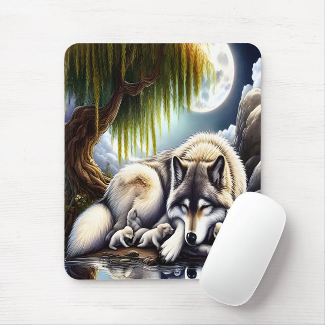 Mousepad Serenidade Lua Um Lobo Desmoronante (Com mouse)