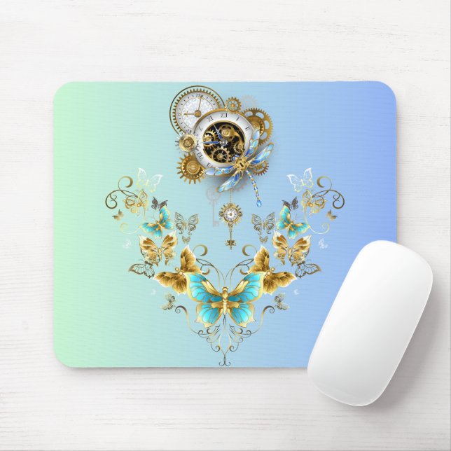 Mousepad Serenidade Mecânica - Arte Teal Steampunk (Com mouse)