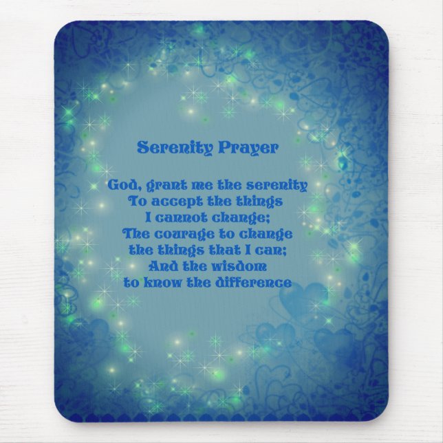 Mousepad Serenity Prayer Blue Hearts Inspiration (Frente)