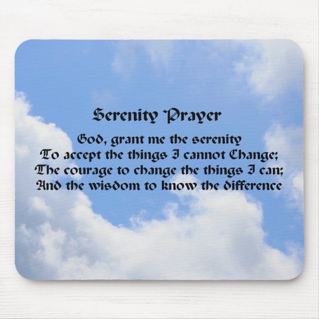 Mousepad Serenity Prayer Blue Sky - Cabeçalho de Mão Inspir (Frente)