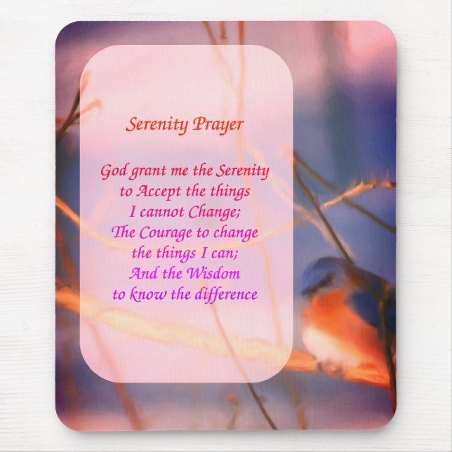 Mousepad Serenity Prayer Bluebird Inspiration (Frente)