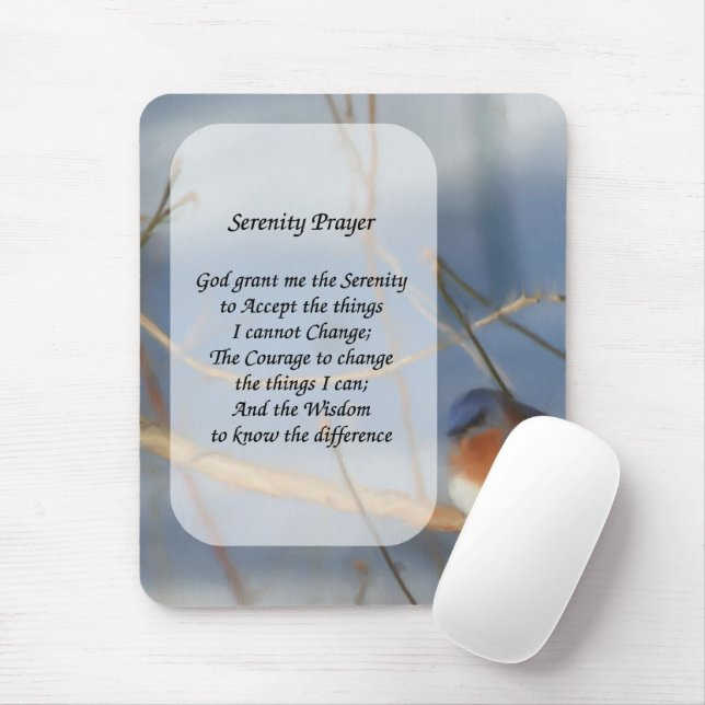 Mousepad Serenity Prayer Bluebird Inspiration (Com mouse)