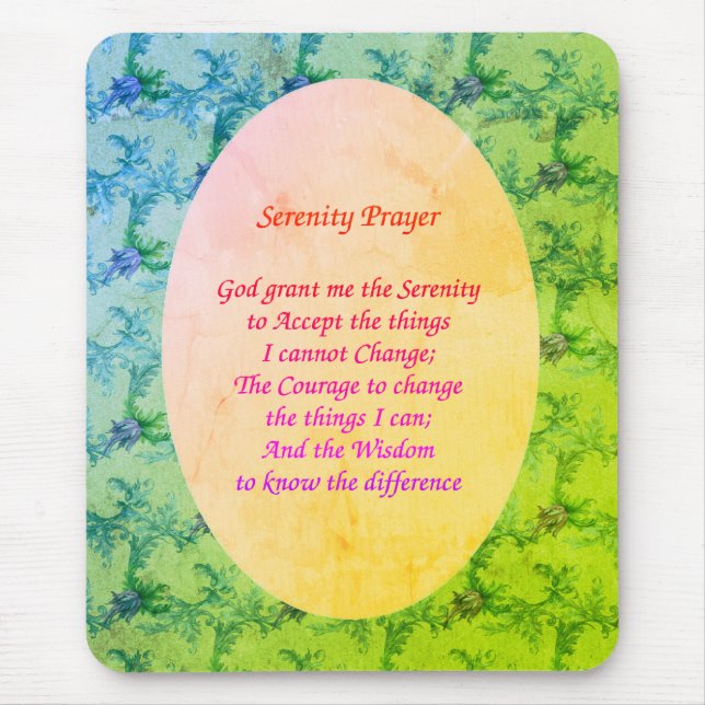 Mousepad Serenity Prayer Elegant Floral Art (Frente)