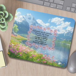 Mousepad Serenity Prayer Floral Heart With Mountain View