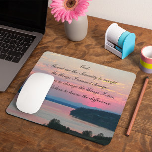 Mousepad Serenity Prayer Pink Seascape Foto Sunset