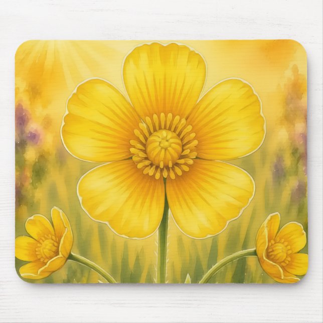 Mousepad Série Pétala Radiante – Botão-de-ouro (Frente)