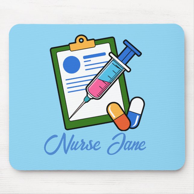 Mousepad Seringa Nurse Tickler Medicamento Nome Personaliza (Frente)