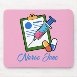 Mousepad Seringa Nurse Tickler Medicamento Nome Personaliza