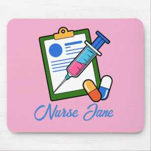 Mousepad Seringa Nurse Tickler Medicamento Nome Personaliza