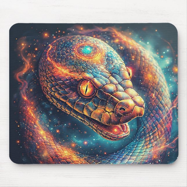 Mousepad Serpente Cósmica com Escamas Brilhantes (Frente)
