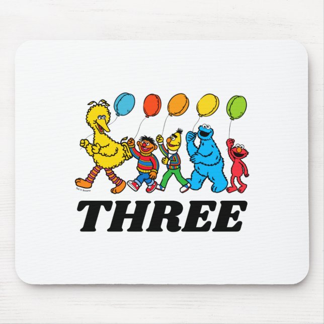 Mousepad Sesame Street Pals 3rd Birthday Balloons Toddler  (Frente)