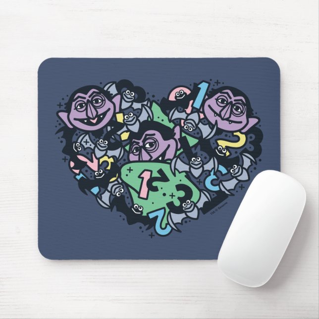 Mousepad Sésamo Sésamo | Conde von Count Doodle Heart (Com mouse)