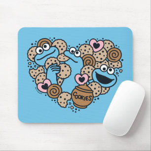 Mousepad Sésamo Sésamo Cookie Monster Doodle Heart