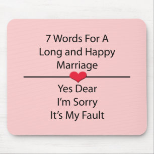Mousepad Sete palavras para um longo e feliz Casamento