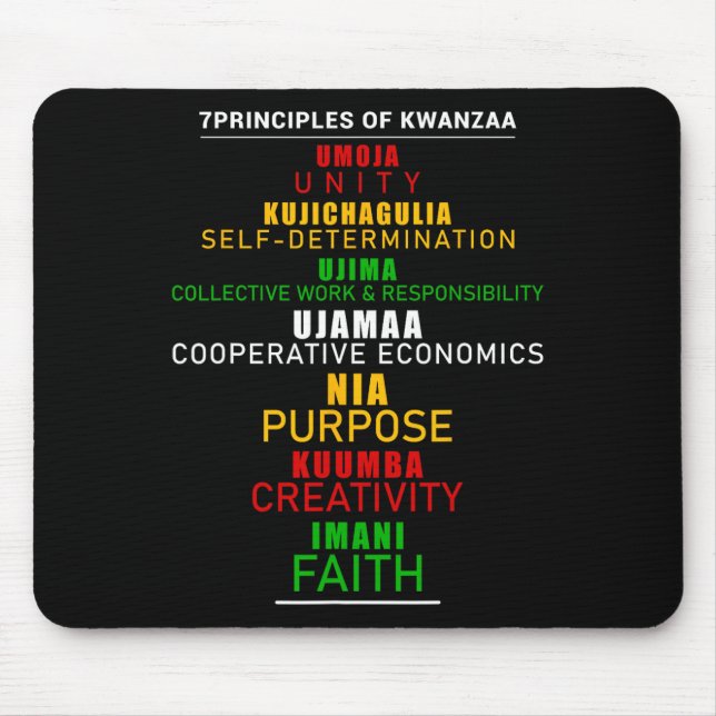 Mousepad Sete Princípios Da África Do Natal De Kwanzaa (Frente)