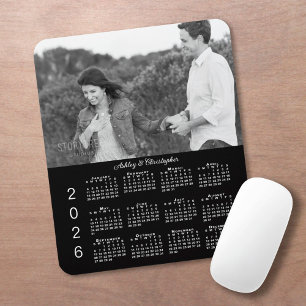 Mousepad Seu Calendário Personalizado Preto com Nomes de Fo